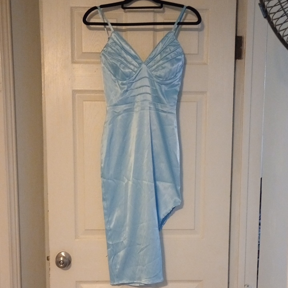 Elegant Blue Satin Dress